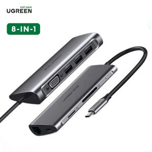 Bộ chuyển đổi USB-C sang 3 cổng USB 3.0 + HDMI + RJ45 + SD/TF Ugreen 50538