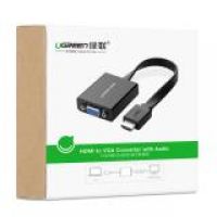 Cáp chuyển đổi HDMI sang VGA UGREEN MM103 dây dẹt tích hợp cổng Audio 3.5mm + Micro USB hỗ trợ nguồn ngoài